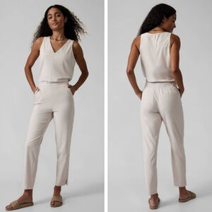 Athleta Brooklyn jumpsuit Abalone cream khaki beige women's size 10P Petite NWT